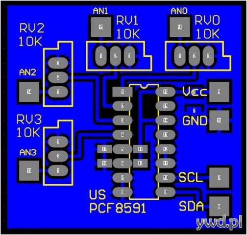 PCF8591 - 4-CH AC 8 bit, I2C