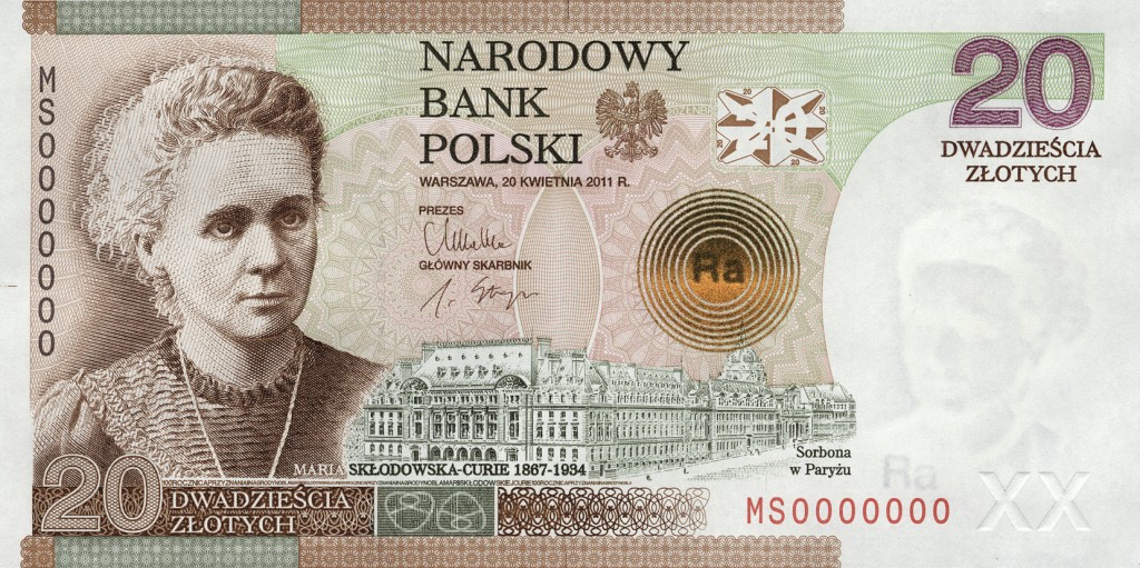 2011_banknot_100_rocznica_rocznica_Nobla_Marii_Sklodowskiej-Curie_20zl_a